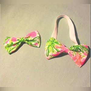 Nibbles Inspired Lilly Pulitzer Hair barrette & Bow tie Accessory Set Headband